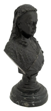 A Bronzed Bust of Queen Victoria on a Circular Marble Base, circa 1901.