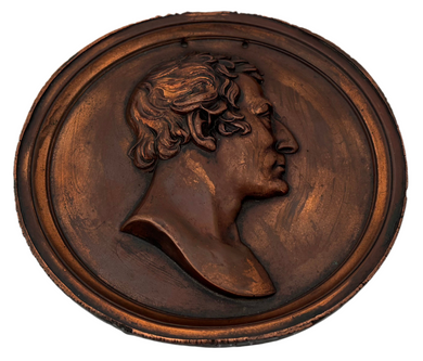 The Duke of Wellington. A Mid 19th Century Lead Backed Copper Portrait Profile Plaque.