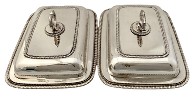 George III Pair of Silver Entree Dishes & Covers. London 1814 Joseph Craddock & William Ker Reid. 106 troy ounces.