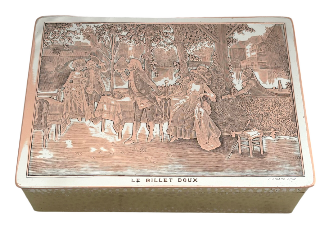 'Le Billet Doux' French Silver Plated Box, Engraved by Girard, after Alonso-Perez.