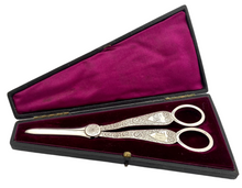 Cased Pair of Silver Plated Grape Scissors. John Sanderson & Son of Sheffield, circa 1900.