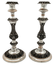 George IV Pair of Old Sheffield Plate Candlesticks, circa 1820 - 1830.
