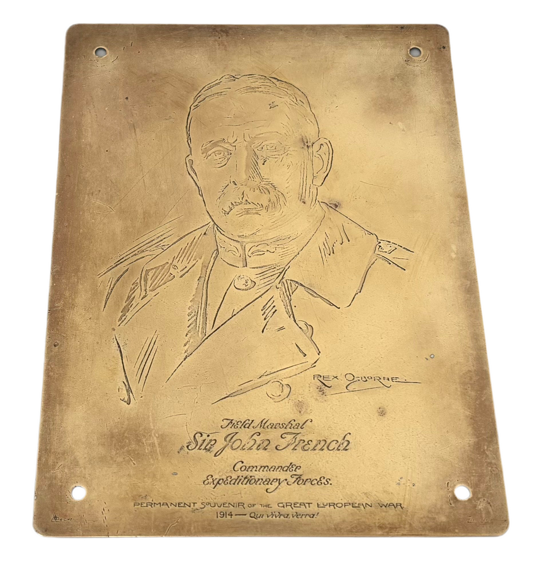 Field Marshal Sir John French, Commander Expeditionary Forces 1914, Brass Portrait Plaque, After Rex Osborne.