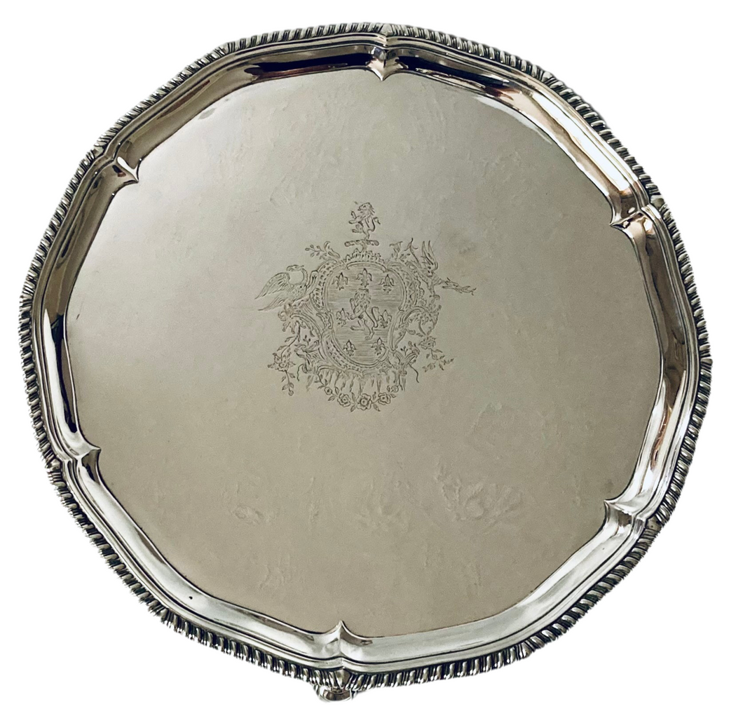 George II Silver Salver, Arms of Holland. London 1759 John Cormick. 36 troy ounces.