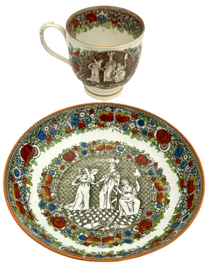 The French Revolutionary Wars & The Treaty of Amiens Early 19th Century Pearlware Coffee Cup & Saucer.