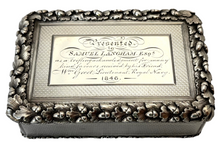 Lieutenant William Greet, Royal Navy, Silver Table Snuff Box. London 1845 Edward Edwards. 8.7 troy ounces.