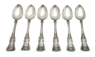 Six Victorian Scottish Silver Teaspoons. Glasgow 1853 Alexander Coghill. 5 troy ounces.