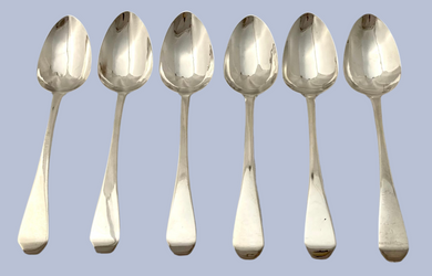 Six George III Silver Coffin Top Teaspoons. London 1817 James Beebe. 2.9 troy ounces.