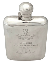 Lieutenant-Colonel Walter Dickens Daunt, Central India Horse, British Indian Army, Silver Hip Flask. 6.7 troy ounces.