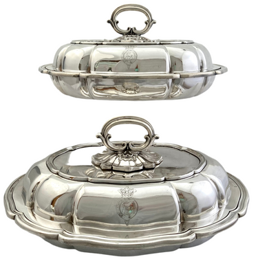 Harts Militia Regiment Pair of Silver Plated Entree Dishes. Elkington, Mason & Co. 1854.