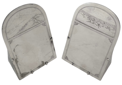 Horse Racing and Hunting Interest: Large Pair of Silver Plated Card Holders, Martin Hall & Co.