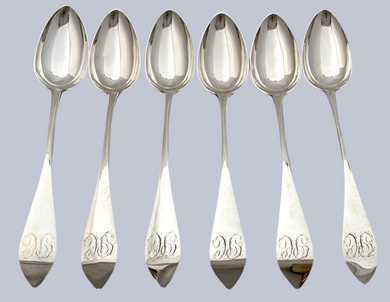 Six George III Scottish Silver Celtic Point Tablespoons. Edinburgh 1792 Alexander Henderson. 13.7 troy ounces.