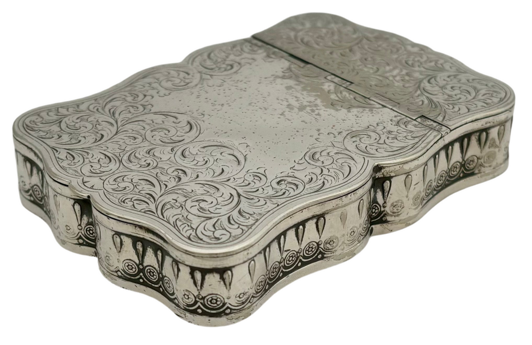 Second Half 19th Century Silver Plated, Serpentine Form, Twin Section Table Snuff Box.