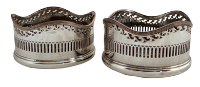Pair of 19th Century Silver Plate on Copper Bottle Coasters.