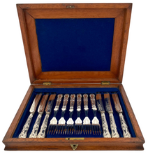 Edwardian Cased Set of Silver Handled Fruit Knives & Forks. Sheffield 1901.