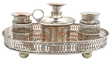 George III Old Sheffield Plate Pierced Gallery Inkstand, circa 1780 - 1800.