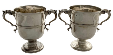 Georgian, George III, Pair of Irish Silver Loving Cups. Dublin circa 1770, Richard Tudor. 27 troy ounces.