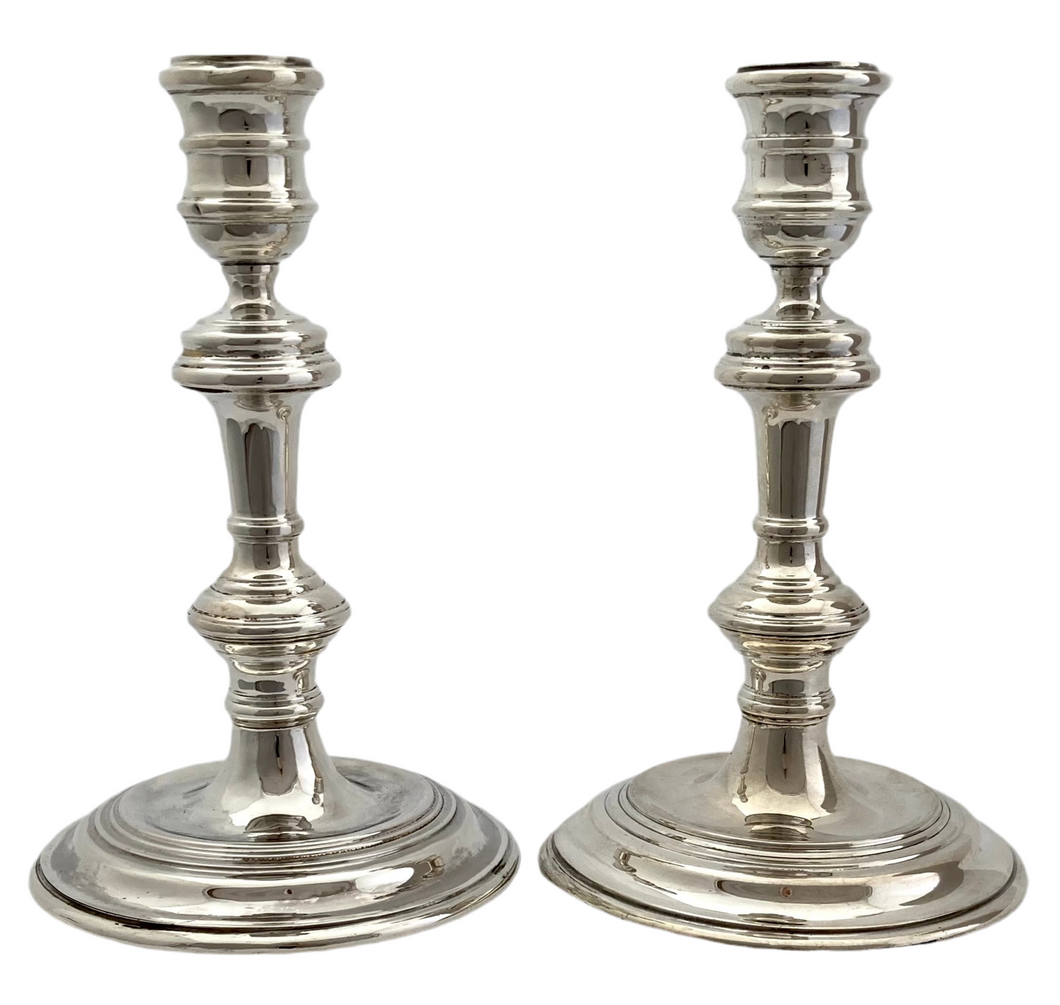 Pair of George I Style Silver Candlesticks. William Comyns & Sons Ltd.