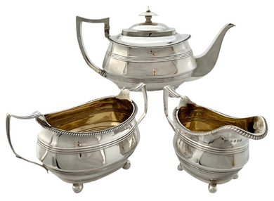 Georgian, George III, Silver Tea Set. London 1817/20 Thomas Wallis II & Jonathan Hayne. 36.9 troy ounces.