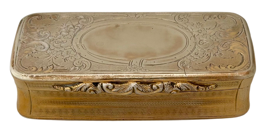 Mid 19th Century Ornate Gilt Metal Snuff Box.
