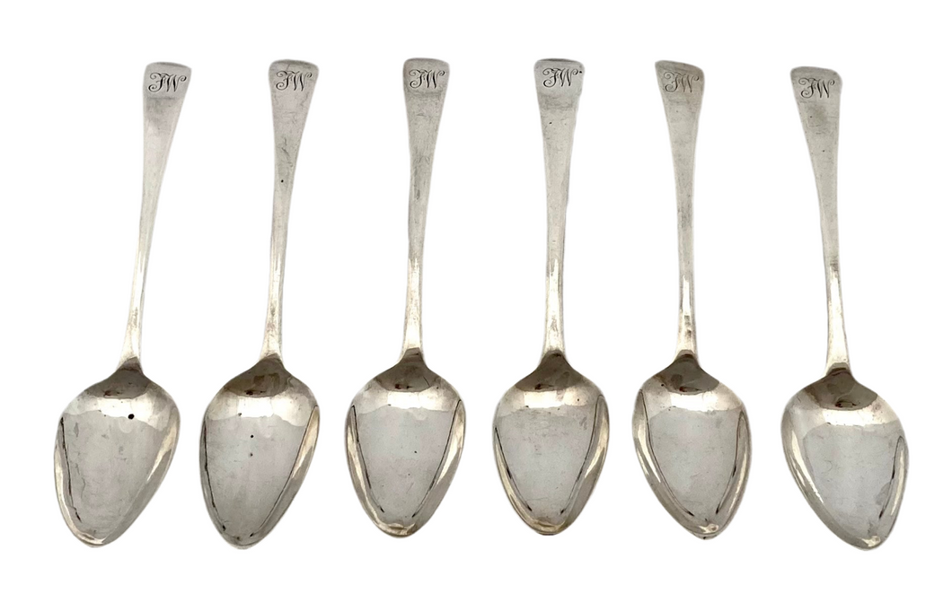 Georgian, George III, Six Silver Teaspoons. London 1808 Robert Rutland. 3.3 troy ounces.