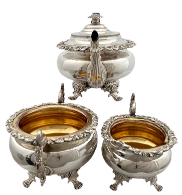 Late Georgian Old Sheffield Plate Tea Set Circa 1820 - 1835.
