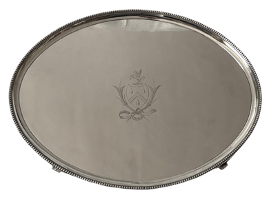 The American Revolutionary War: Vice Admiral Gayton & Admiral Calmady, George III Silver Tray. London 1787 Elizabeth Jones, 50 troy ounces.