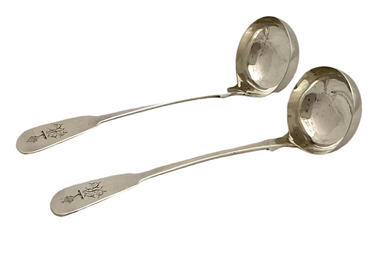 Georgian, George IV, Pair of Scottish Silver Cream Ladles. Edingburgh 1828, Adam Elder. 1.8 troy ounces.