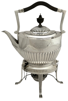 76th Punjabis, British Indian Army, Silver Spirit Kettle. London 1906 Goldsmiths & Silversmiths Co. Ltd. 37.6 troy ounces.