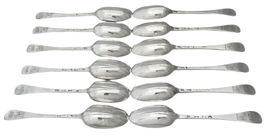 Thomas Tufton, 6th Earl of Thanet, 18th Baron de Clifford (1644 - 1729), Twelve George I Silver Tablespoons. London 1718/22 Samuel Hitchcock. 27.1 troy ounces.