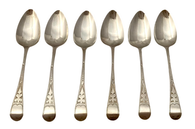 Six George III Silver Teaspoons. London 1806 Edward Lees. 2.8 troy ounces.