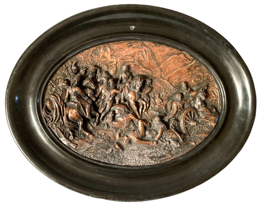 Napoleon Bonaparte, The Battle of Rivoli Copper Relief Plaque. Signed Lavastre, 1853.