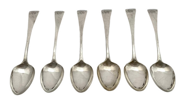 Georgian, George III, Six Silver Teaspoons. London 1797 Richard Crossley. 3.5 troy ounces.