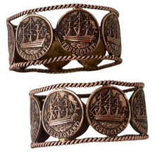 HMS Foudroyant, Pair of Copper Ropework & Medalet Napkin Rings, circa 1900.