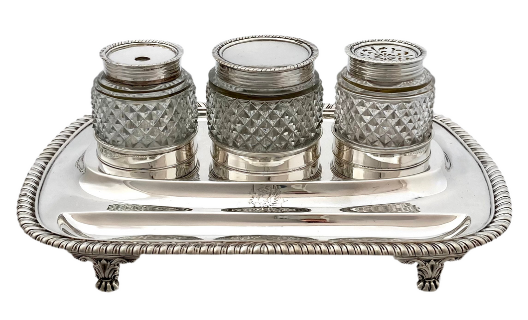 Georgian, George III, Silver Inkstand. London 1816 J. E. Terrey & Co. 25 troy ounces.