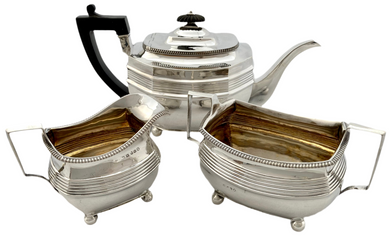 Georgian, George III, Matched Silver Tea Set. London 1808/09. 34 troy ounces.