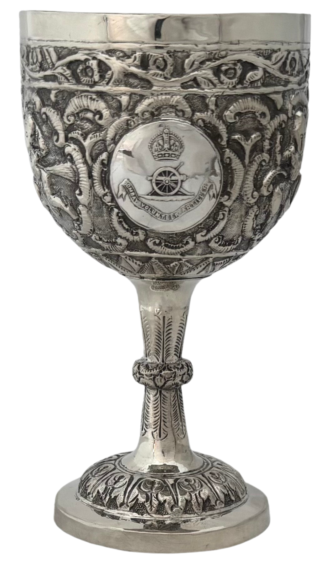 Bombay Volunteer Artillery, British Indian Army, Silver Goblet. 3.3 troy ounces.