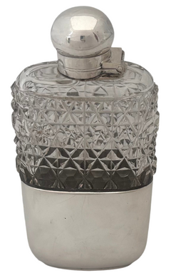 Silver Plated & Cut Glass Spirit Flask. William Hutton & Sons Ltd. Circa 1890 - 1910.