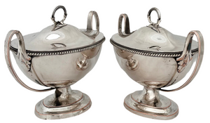 George III Pair of Old Sheffield Plate Sauce Tureens, circa 1790 - 1810.