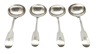 Early Victorian Set of Four Silver Sauce Ladles. London 1839 William Eaton. 8.9 troy ounces.