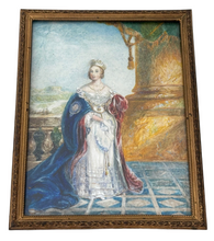 Queen Victoria in Coronation Robes, English Naive School, Watercolour on Vellum, Circa 1921, After Baxter.