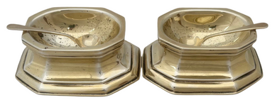 George V Pair of Silver Gilt Trencher Salts. London 1935 Thomas Bradbury & Sons Ltd. 4.8 troy ounces.