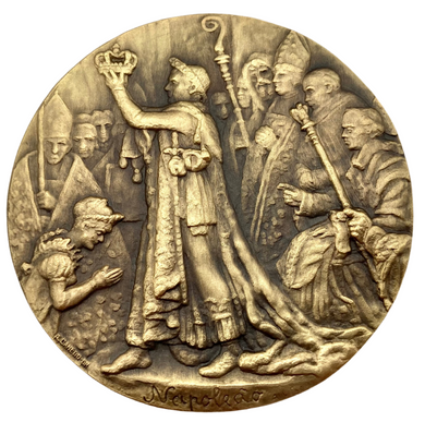 The Coronation of Napoleon Relief Medallion in Gilt Metal.