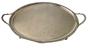 George III Silver Tray. London 1802 Thomas Hannam & John Crouch II. 68.9 troy ounces.