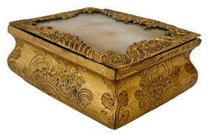Ornate Gilt Metal & Mother of Pearl Table Snuff Box, Circa 1840.