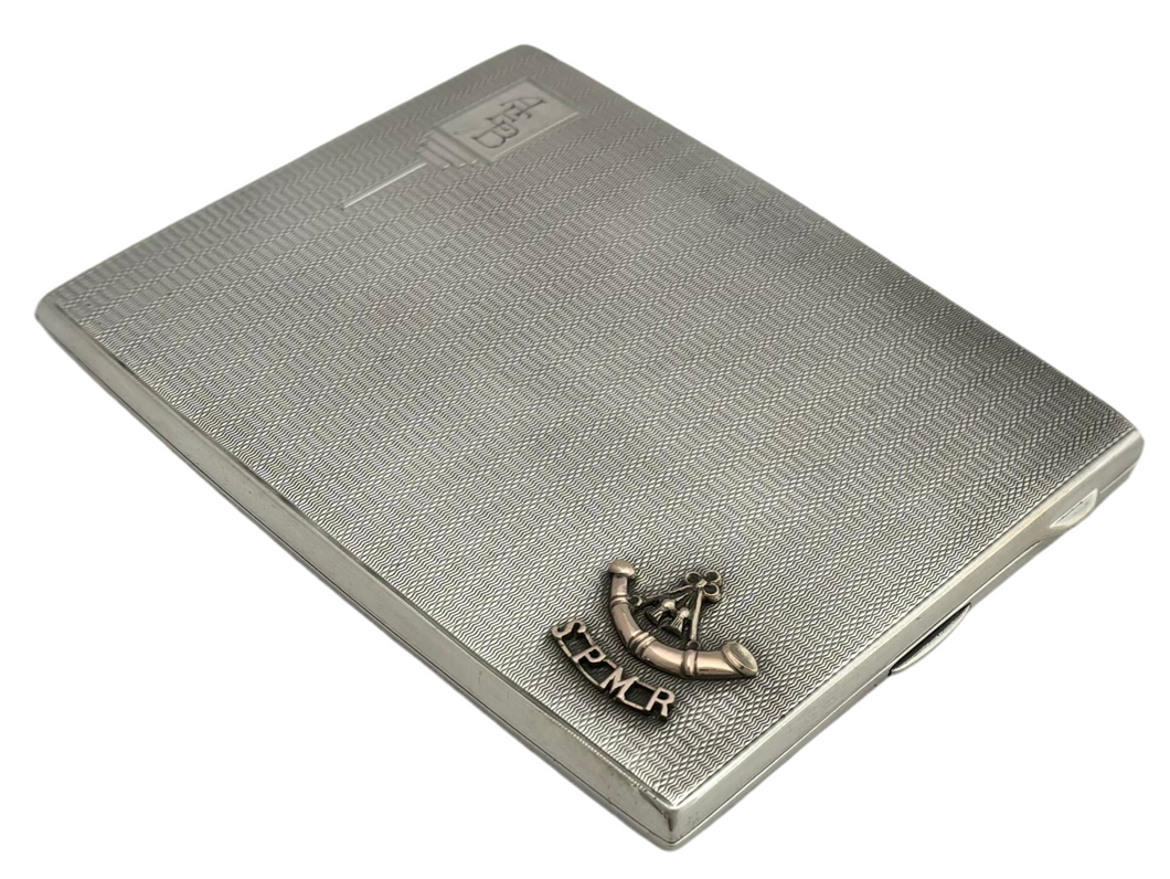 Southern Provinces Mounted Rifles, British Indian Army, Silver Cigarette Case. Birmingham 1935. 6 troy ounces.