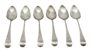 Georgian, George III, Six Silver Teaspoons. London 1797 Richard Crossley. 3.5 troy ounces.