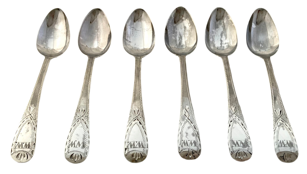 Six George III Provincial Silver Teaspoons. Newcastle 1809 Thomas Watson. 2.3 troy ounces.