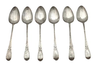 Georgian, George III, Six Silver Teaspoons. London 1793 Solomon Hougham. 2 troy ounces.