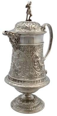 Victorian Neoclassical Silver Plated Mask Head Tankard Jug. John Grinsell & Sons.